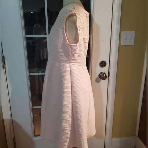 NWOT MOTHERHOOD PINK SLEEVELESS SHIFT DRESS W/LACE TOP/FULLY LINED/SIZE LARGE - Picture 3 of 12